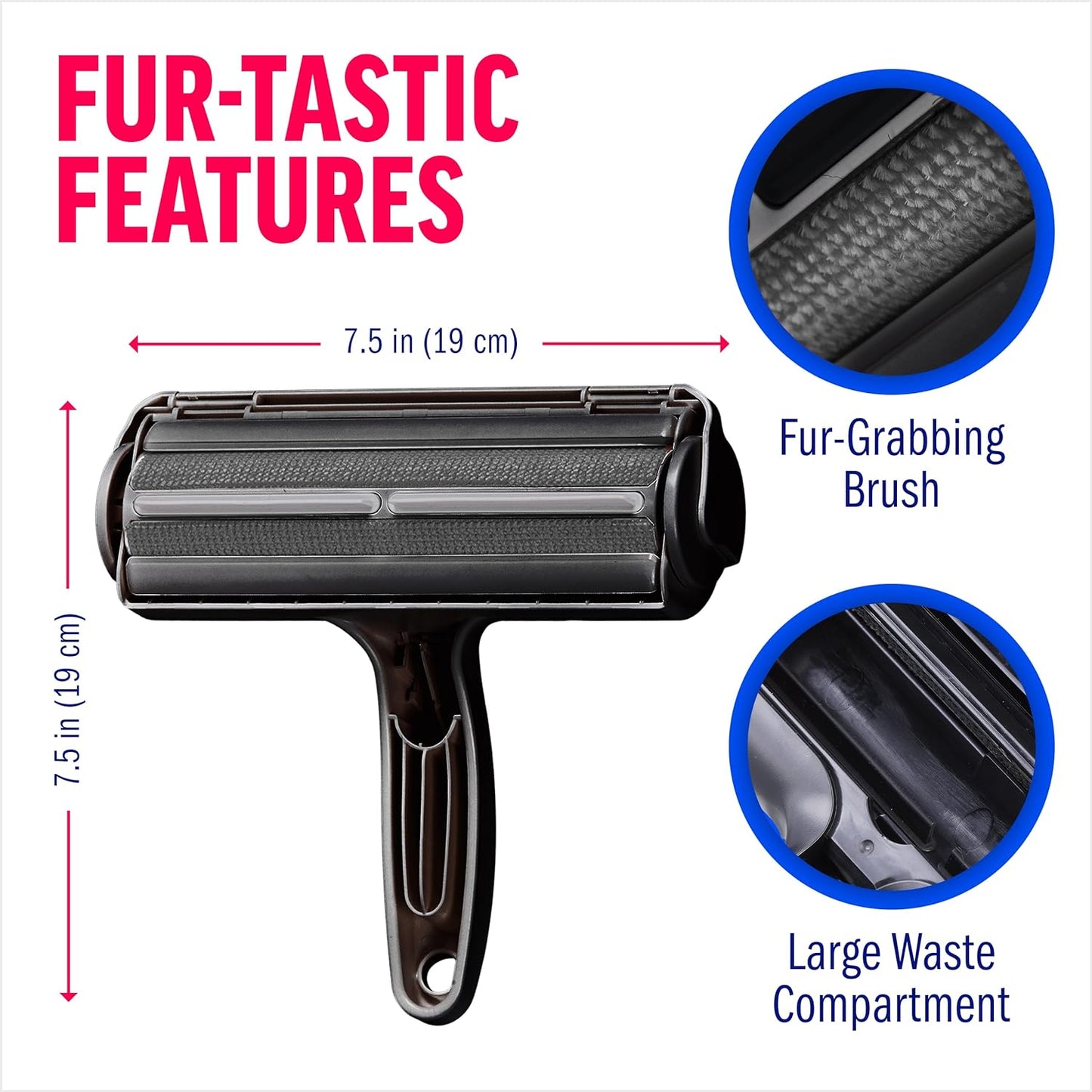 Ultimate Pet Hair Remover – Eco-Friendly Reusable Lint Roller for Effortless Cleaning on Furniture, Carpets, Car & More (Black)