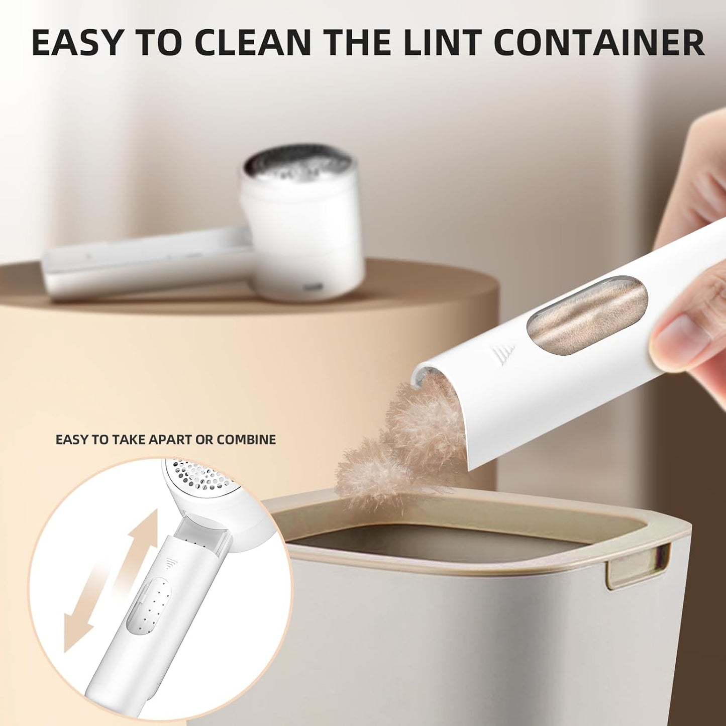 Rechargeable Fabric Shaver & Lint Remover - Portable Electric Sweater Defuzzer with 3 Speeds, 6 Blades & LED Display for Effortless Pilling Removal on Clothes, Furniture & Blankets