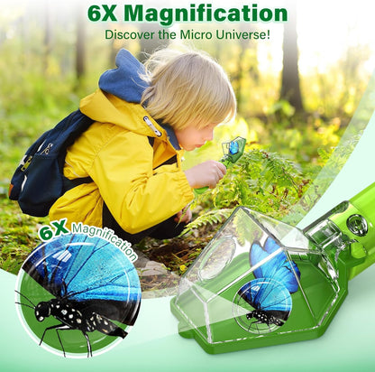 Exciting Bug Catcher Kit for Kids - 6X Magnifier Glass for STEM Exploration, Perfect Indoor & Outdoor Fun, Ideal Christmas & Birthday Gift for Boys, Girls, and Adults - Vibrant Green Design