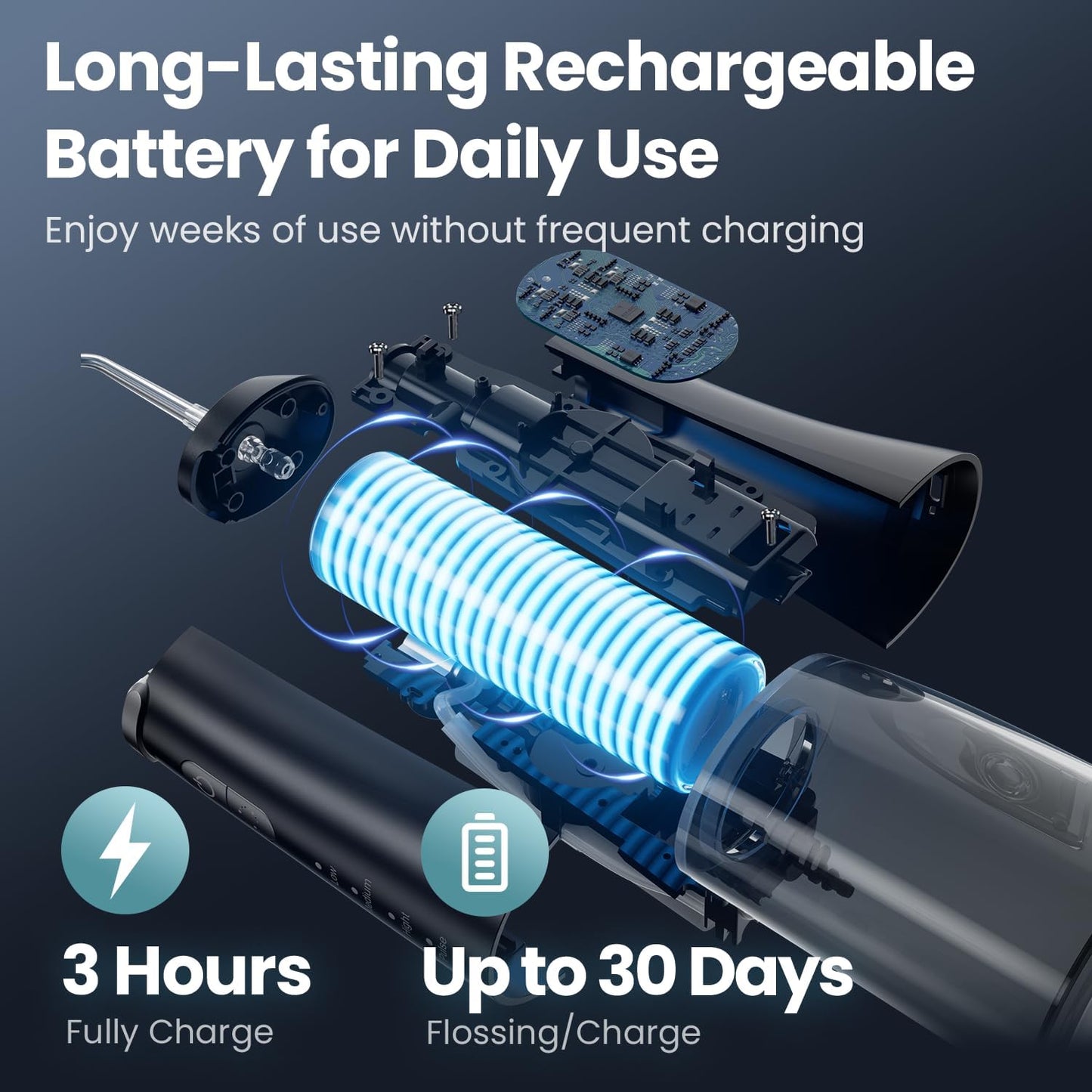 Cordless Water Flosser – Rechargeable Travel Dental Cleaner with 300ML Tank