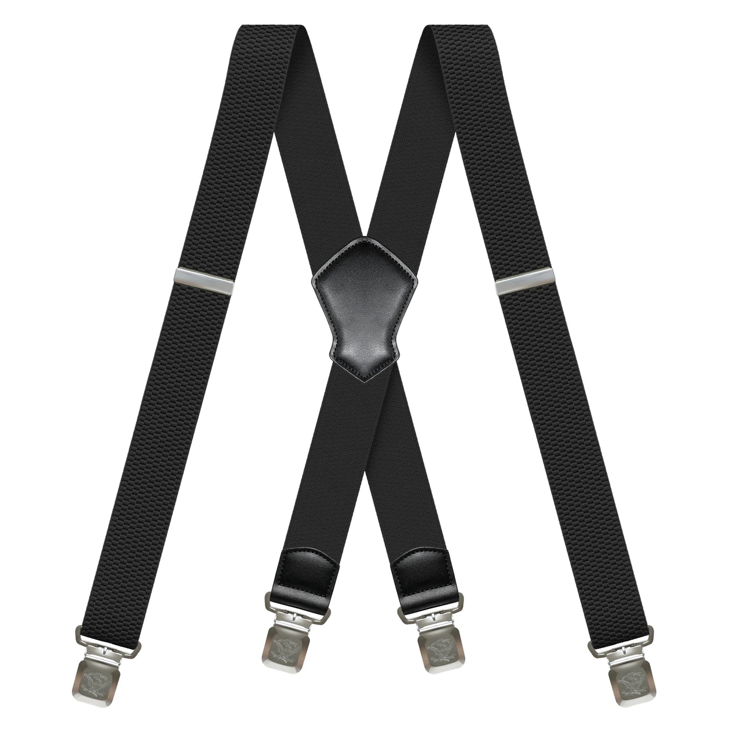 Heavy Duty 1.6 Inch Wide Black Suspenders for Men - Adjustable X Back Elastic Work Braces for Jeans and Dress Pants