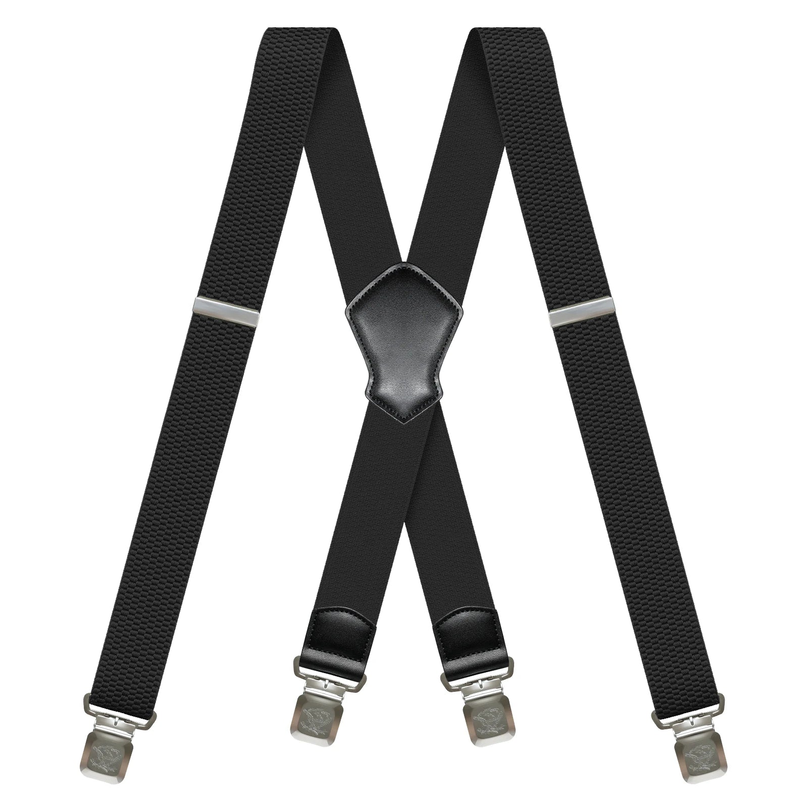 Heavy Duty 1.6 Inch Wide Black Suspenders for Men - Adjustable X Back Elastic Work Braces for Jeans and Dress Pants