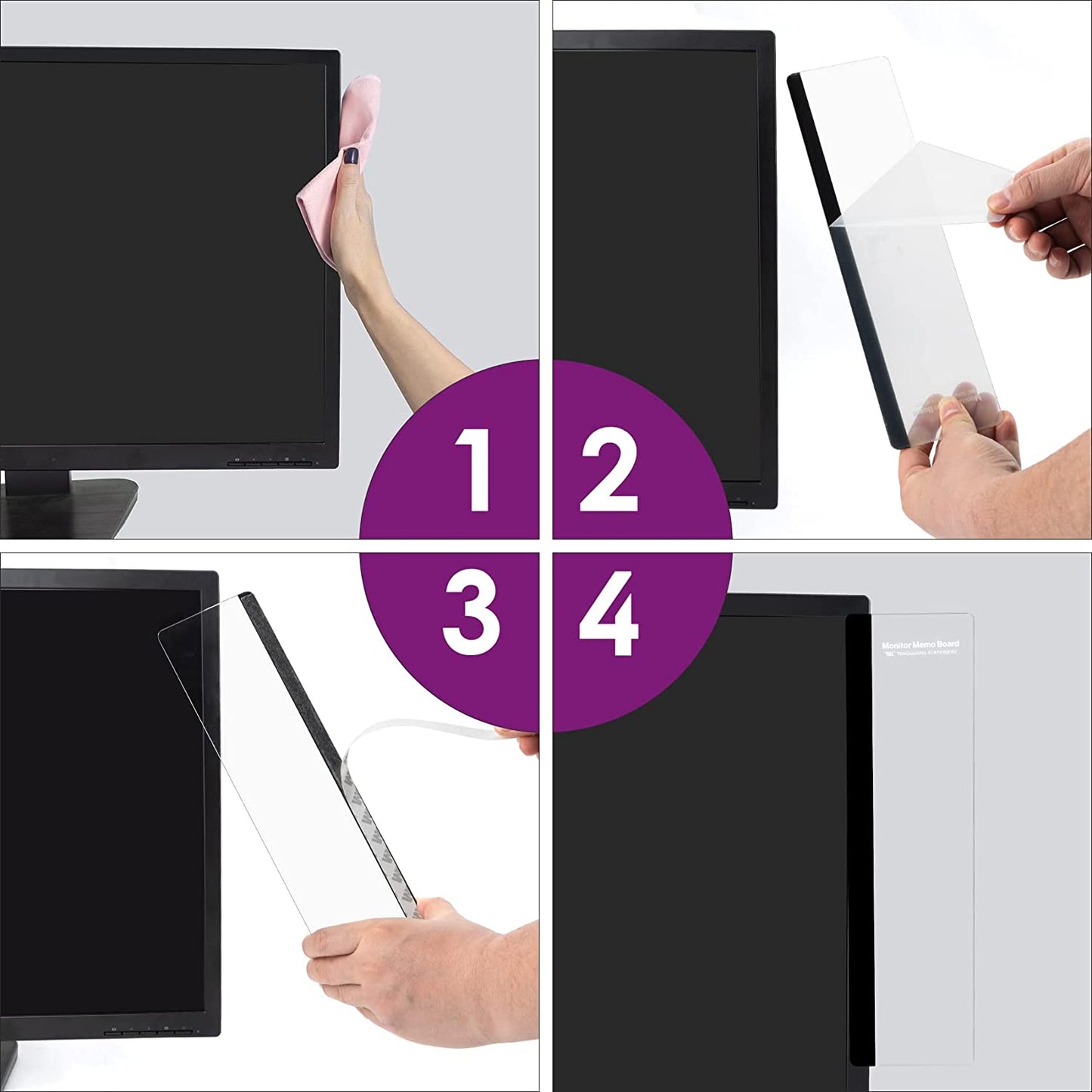 Enhance Your Workspace with 2Pcs Acrylic Computer Monitor Memo Boards - Perfect Sticky Note Holders for Home and Office Organization