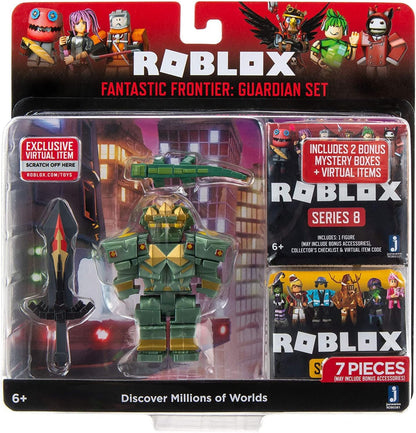 Roblox Fantastic Frontier Guardian Set + 2 Mystery Figures Bundle — 3 Exclusive Virtual Item Codes, Series 8 & Celebrity Collection Series 6