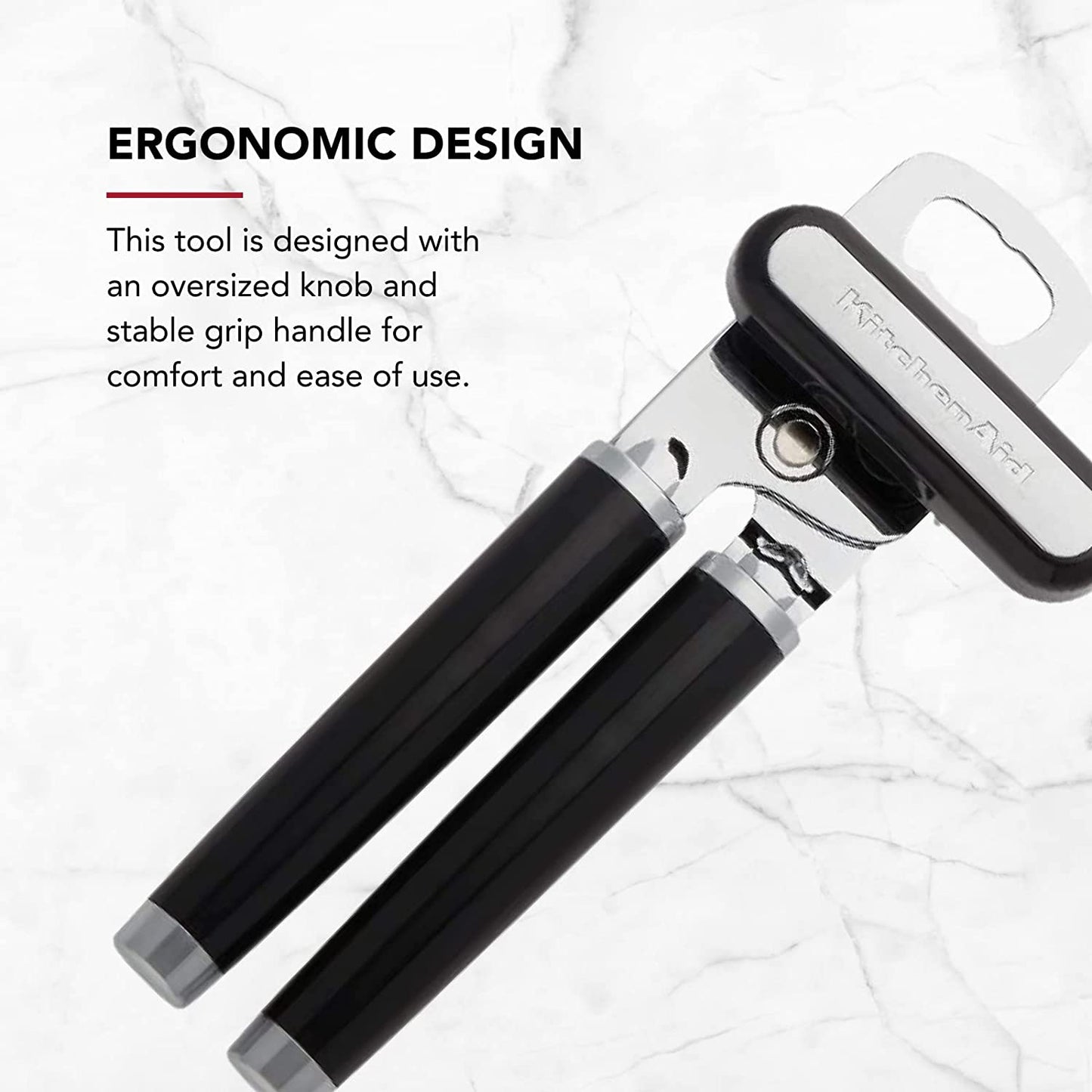 Kitchenaid Classic Multifunction Can and Bottle Opener - Effortless Use with Razor Sharp Stainless Steel and Ergonomic Soft Grip Handles in Sleek Black