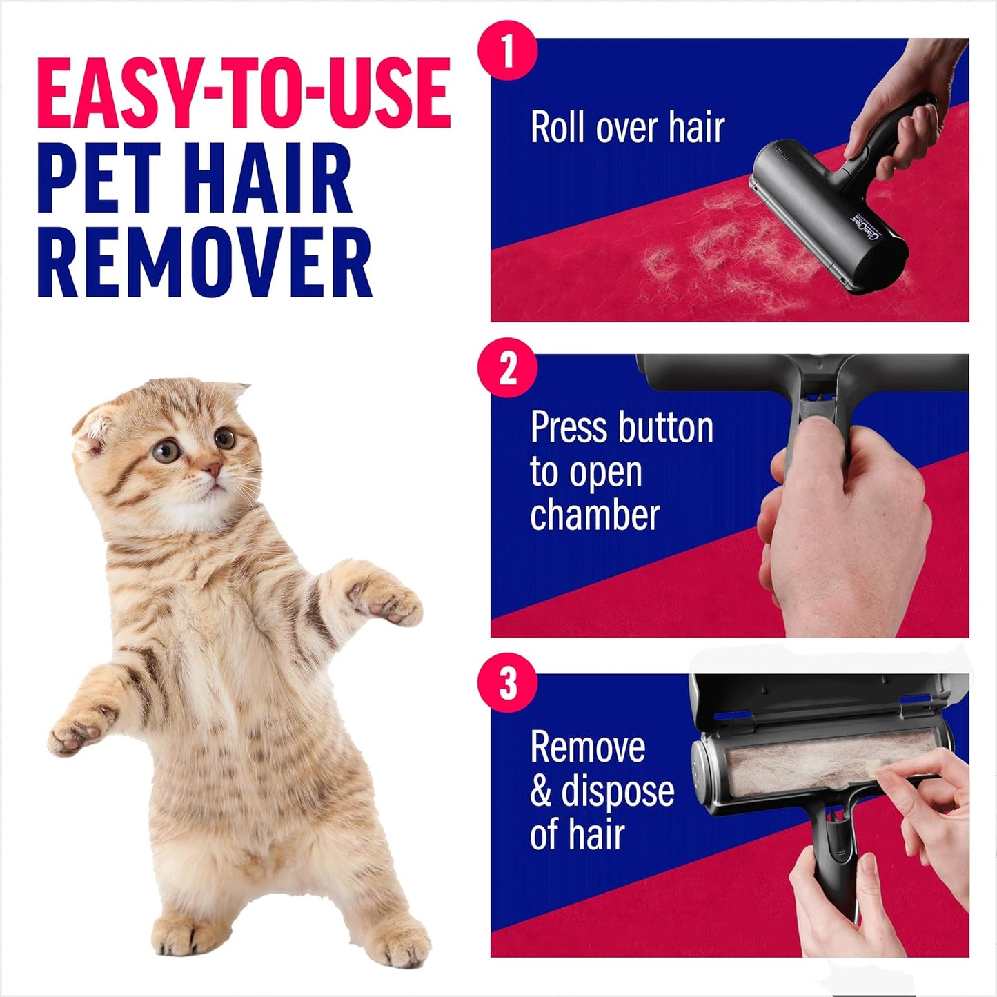 Ultimate Pet Hair Remover – Eco-Friendly Reusable Lint Roller for Effortless Cleaning on Furniture, Carpets, Car & More (Black)