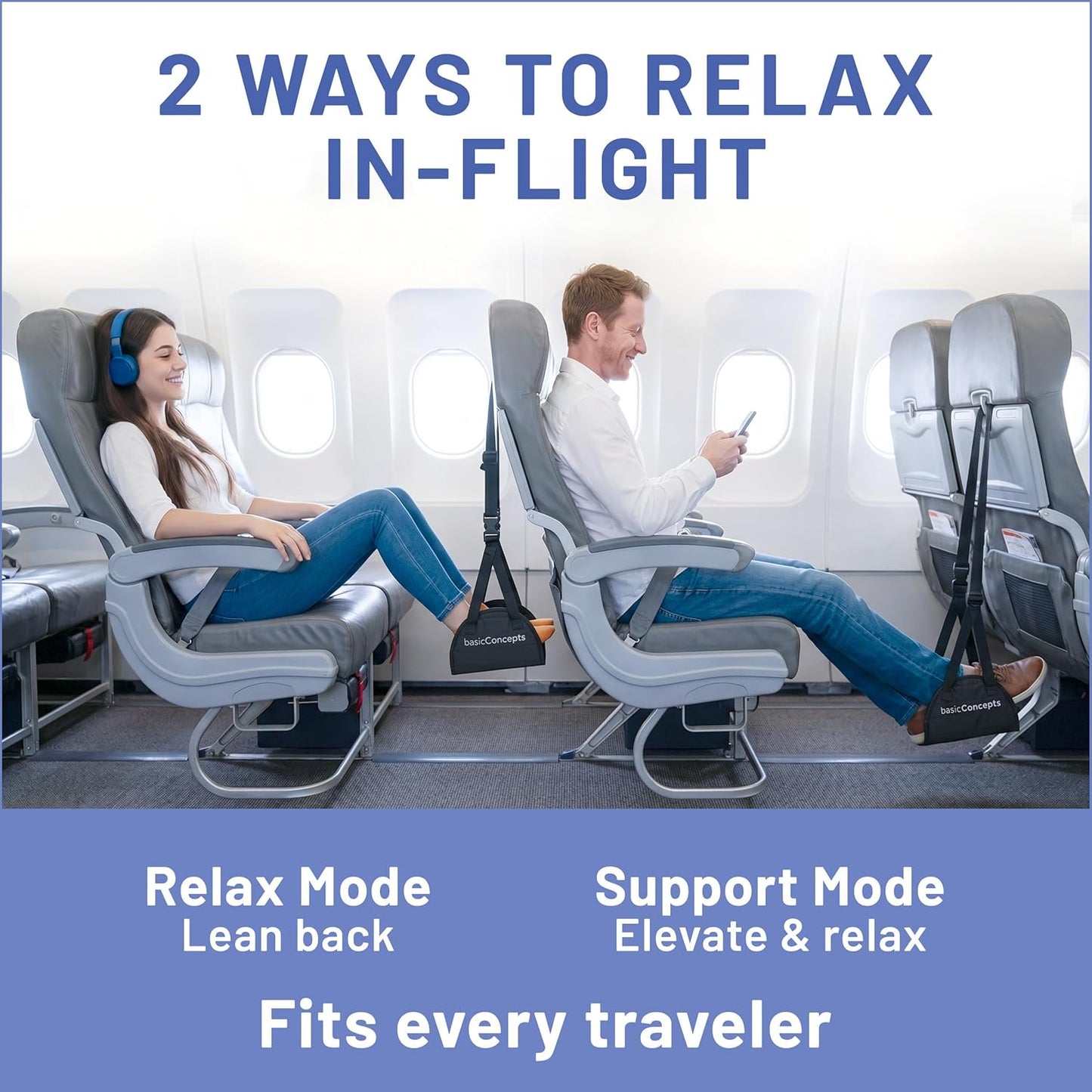 Ultimate Airplane Foot Hammock - Travel Comfort for Long Flights - Essential Plane Gadget