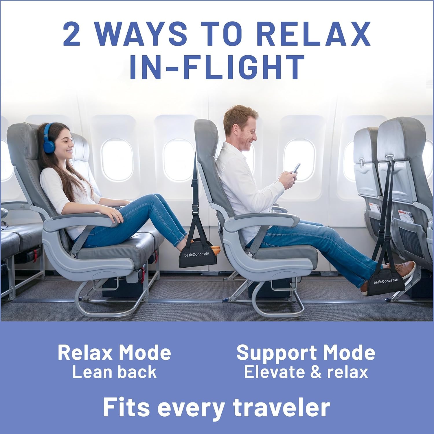 Ultimate Airplane Foot Hammock - Travel Comfort for Long Flights - Essential Plane Gadget