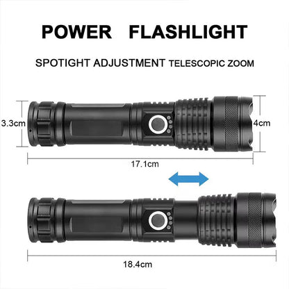 Ultra Bright Rechargeable LED Tactical Flashlight - Durable Aluminum Alloy with Zoom Feature for Camping and Fishing Adventures