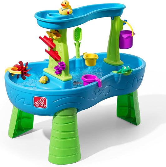 Toddler Rain Shower Water Table – Backyard Sensory Splash Playset with Accessories