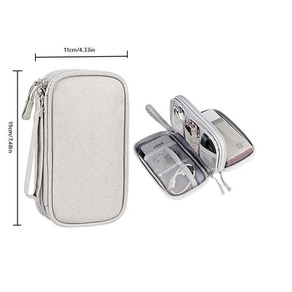 Stylish Portable Digital Storage Bag - USB Cable & Headset Organizer in Pink, Grey, Black, or Navy