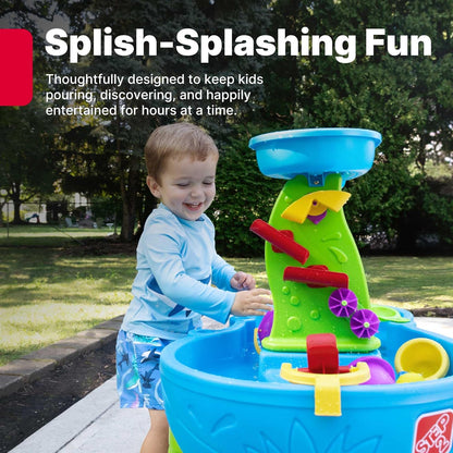 Toddler Rain Shower Water Table – Backyard Sensory Splash Playset with Accessories