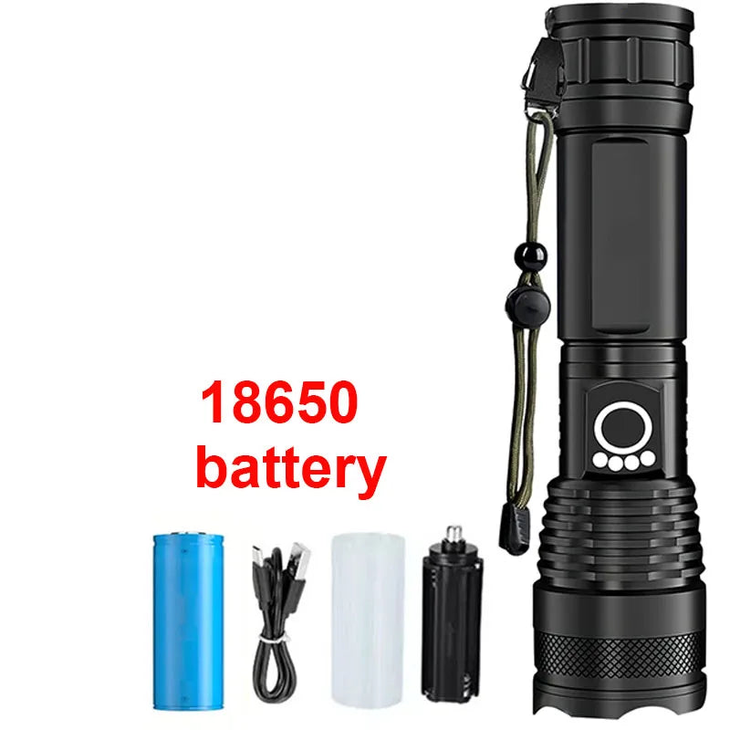 Ultra Bright Rechargeable LED Tactical Flashlight - Durable Aluminum Alloy with Zoom Feature for Camping and Fishing Adventures