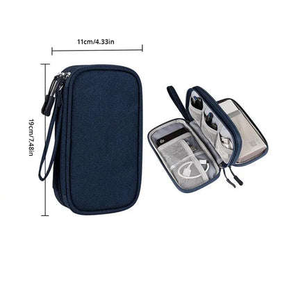 Stylish Portable Digital Storage Bag - USB Cable & Headset Organizer in Pink, Grey, Black, or Navy