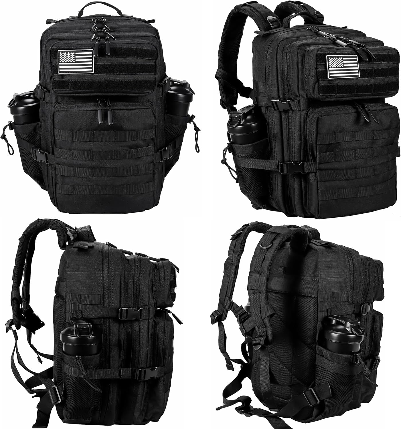 45L Military Tactical Backpack - Versatile Army Assault Pack for Men & Women with Molle System - Large Rucksack in Black