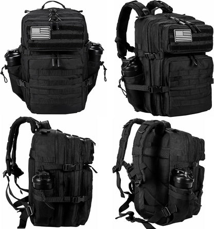 45L Military Tactical Backpack - Versatile Army Assault Pack for Men & Women with Molle System - Large Rucksack in Black