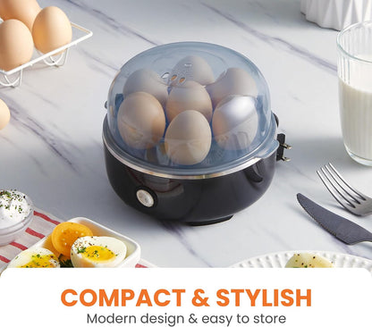 Easy Egg Cooker EGC115B - Perfectly Cook 7 Eggs to Soft, Medium, or Hard-Boiled with Auto Shut-Off & Measuring Cup - BPA Free, Classic Black