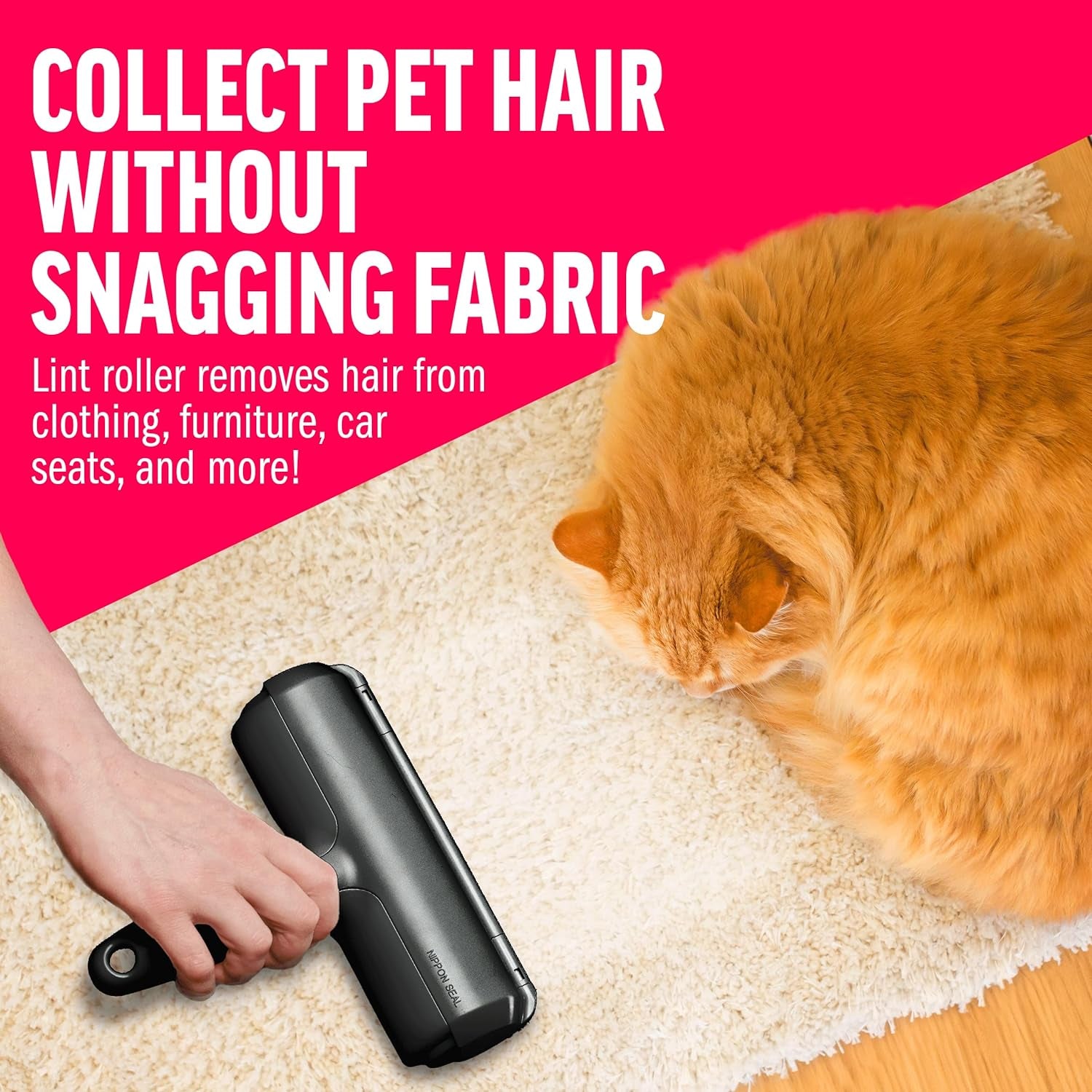 Ultimate Pet Hair Remover – Eco-Friendly Reusable Lint Roller for Effortless Cleaning on Furniture, Carpets, Car & More (Black)