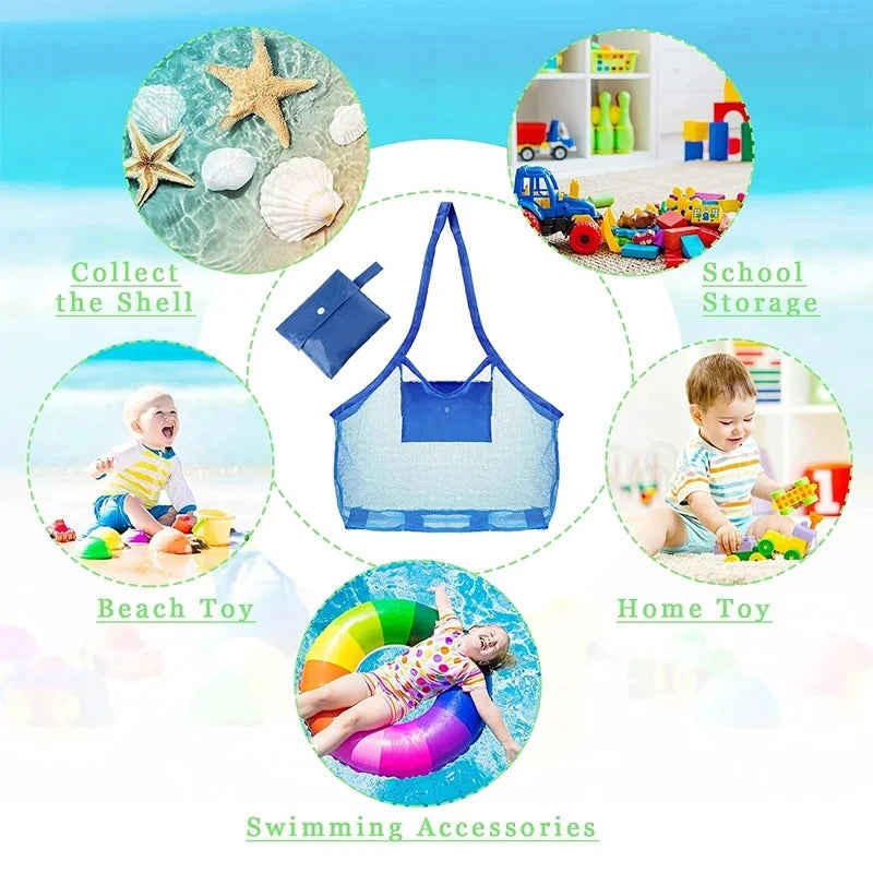 Ultimate Portable Beach Bag: Anti-Sand Mesh Storage for Kids' Toys & Towels - Large Capacity Waterproof Travel Bag