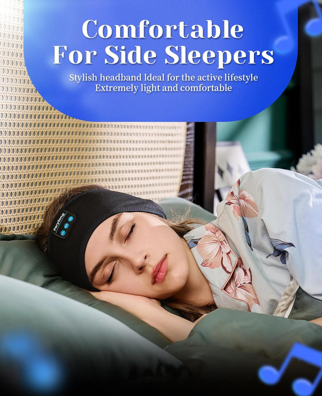 Perytong Bluetooth Sleep Headband Headphones — Ultra-Thin HD Speakers, 10Hr Battery, Bluetooth 5.4, Workout & Sleep Headphones for Side Sleepers