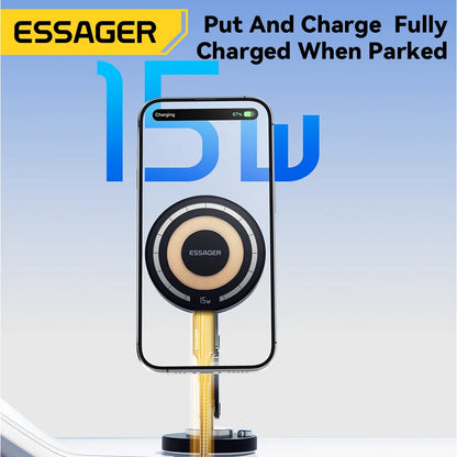 Essager 15W Magnetic Wireless Car Charger & Phone Holder for MagSafe iPhone 15/14/13 Pro Max - Fast Charging & Easy Mounting