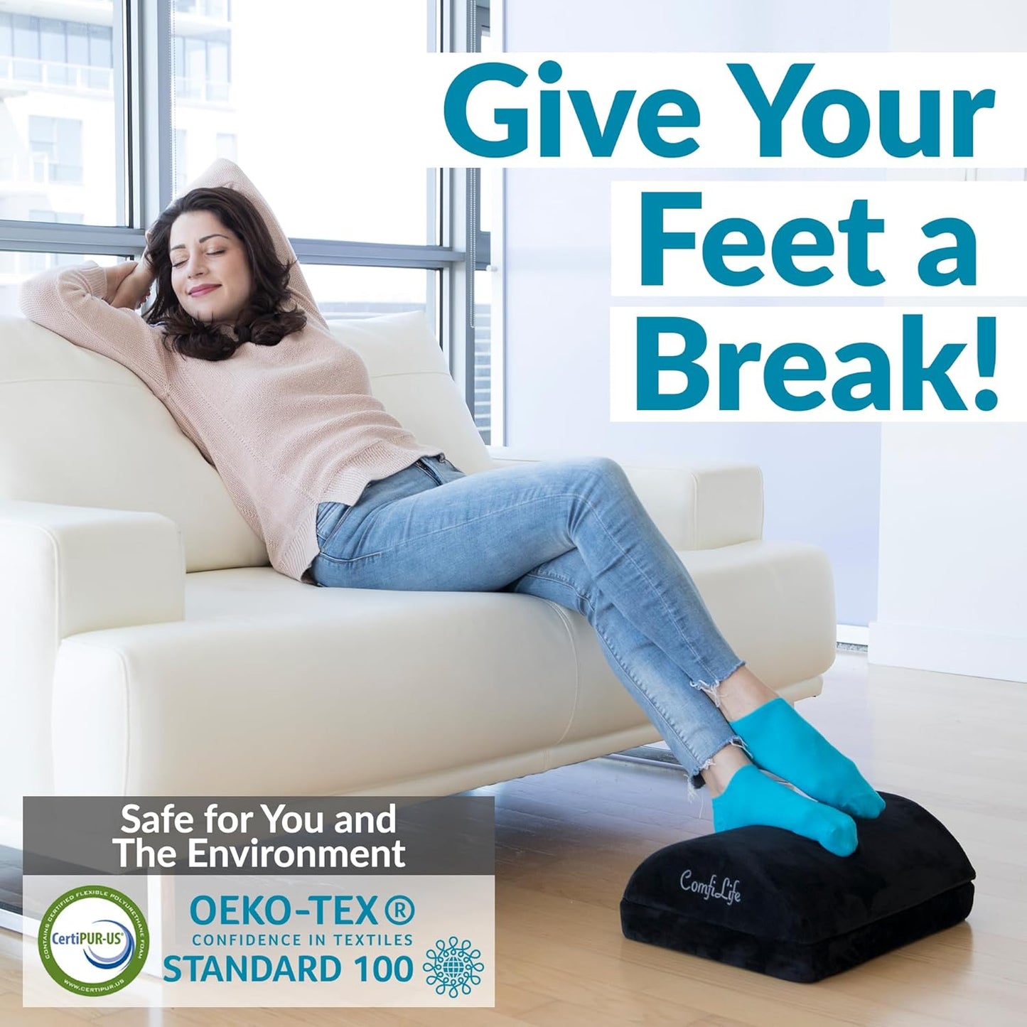 Memory Foam Under-Desk Footrest – Adjustable Office & Gaming Chair Comfort Cushion