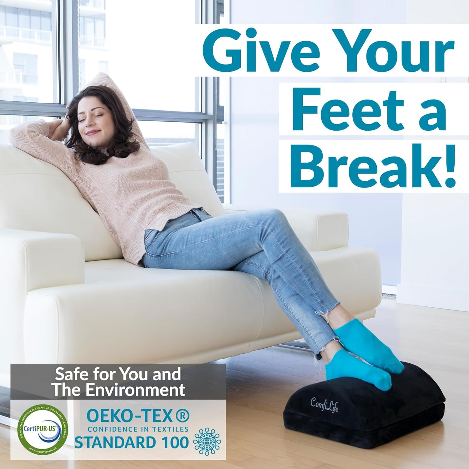 Memory Foam Under-Desk Footrest – Adjustable Office & Gaming Chair Comfort Cushion