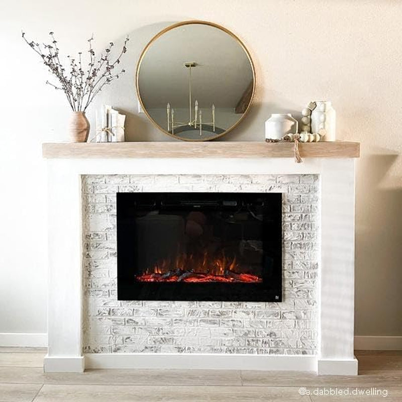 Touchstone Forte 40" Smart Electric Fireplace — Recessed Wall Mount, 30 Flame & Ember Options, 1500W Heater, Alexa & WiFi, Log & Crystal Hearth