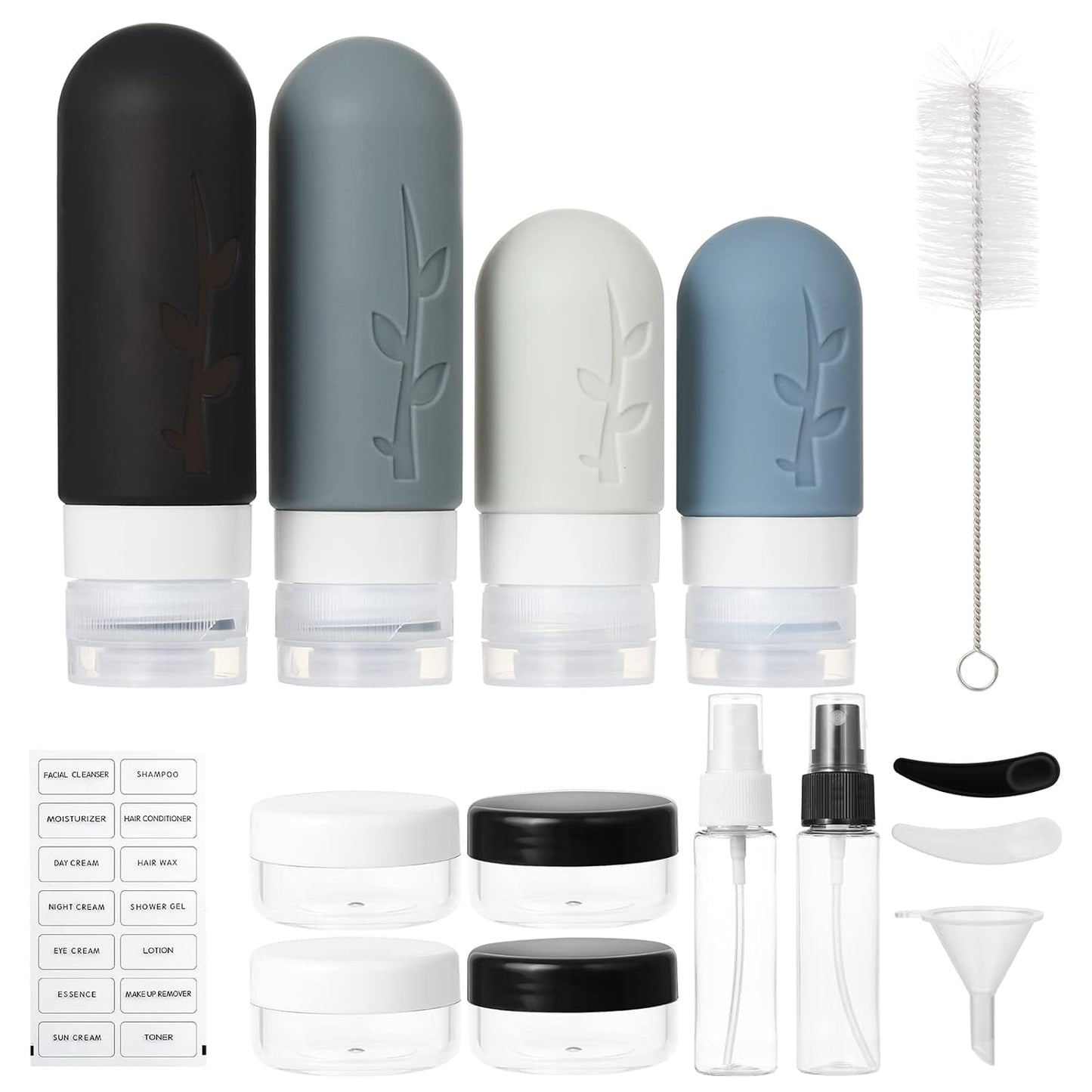 18-Piece Travel Toiletry Bottle Set – Refillable Leak-Resistant Containers for Shampoo, Lotion & Skincare