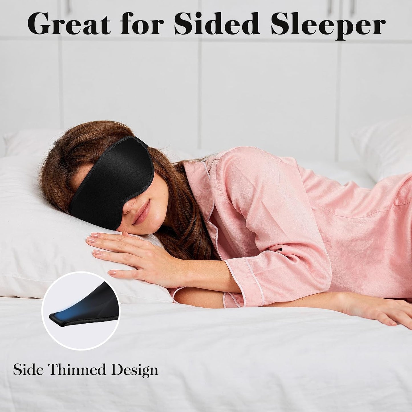 Ultimate 3D Sleep Mask for Men & Women - 100% Pressure-Free, Light-Blocking Eye Cover with Adjustable Strap for Travel and Relaxation - Black