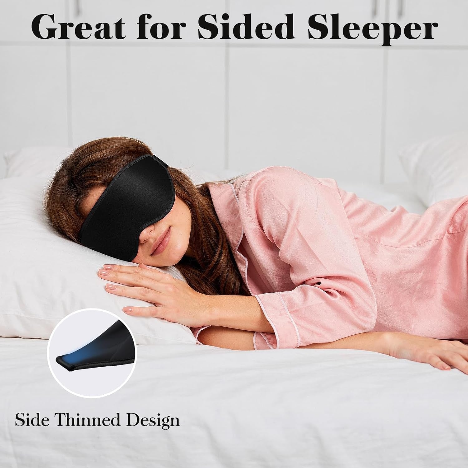 Ultimate 3D Sleep Mask for Men & Women - 100% Pressure-Free, Light-Blocking Eye Cover with Adjustable Strap for Travel and Relaxation - Black