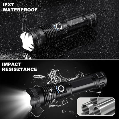 Ultra Bright Rechargeable LED Tactical Flashlight - Durable Aluminum Alloy with Zoom Feature for Camping and Fishing Adventures