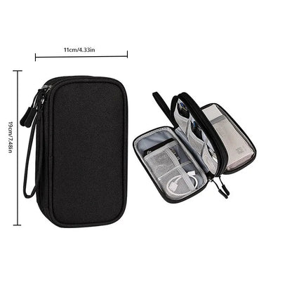 Stylish Portable Digital Storage Bag - USB Cable & Headset Organizer in Pink, Grey, Black, or Navy