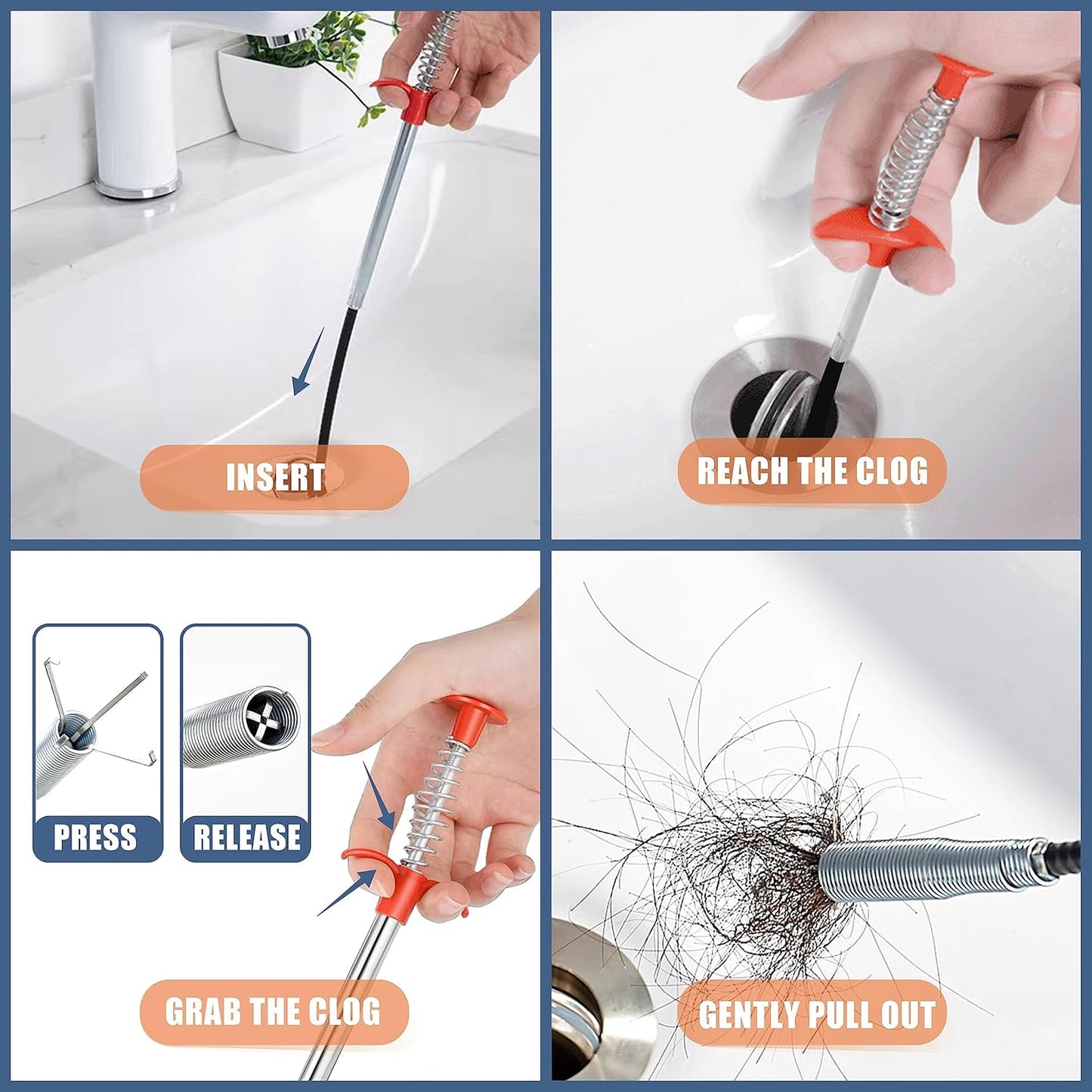 Drain Rescue Tool Kit – 9-Piece Hair Clog Remover Set for Sinks, Showers & Tubs