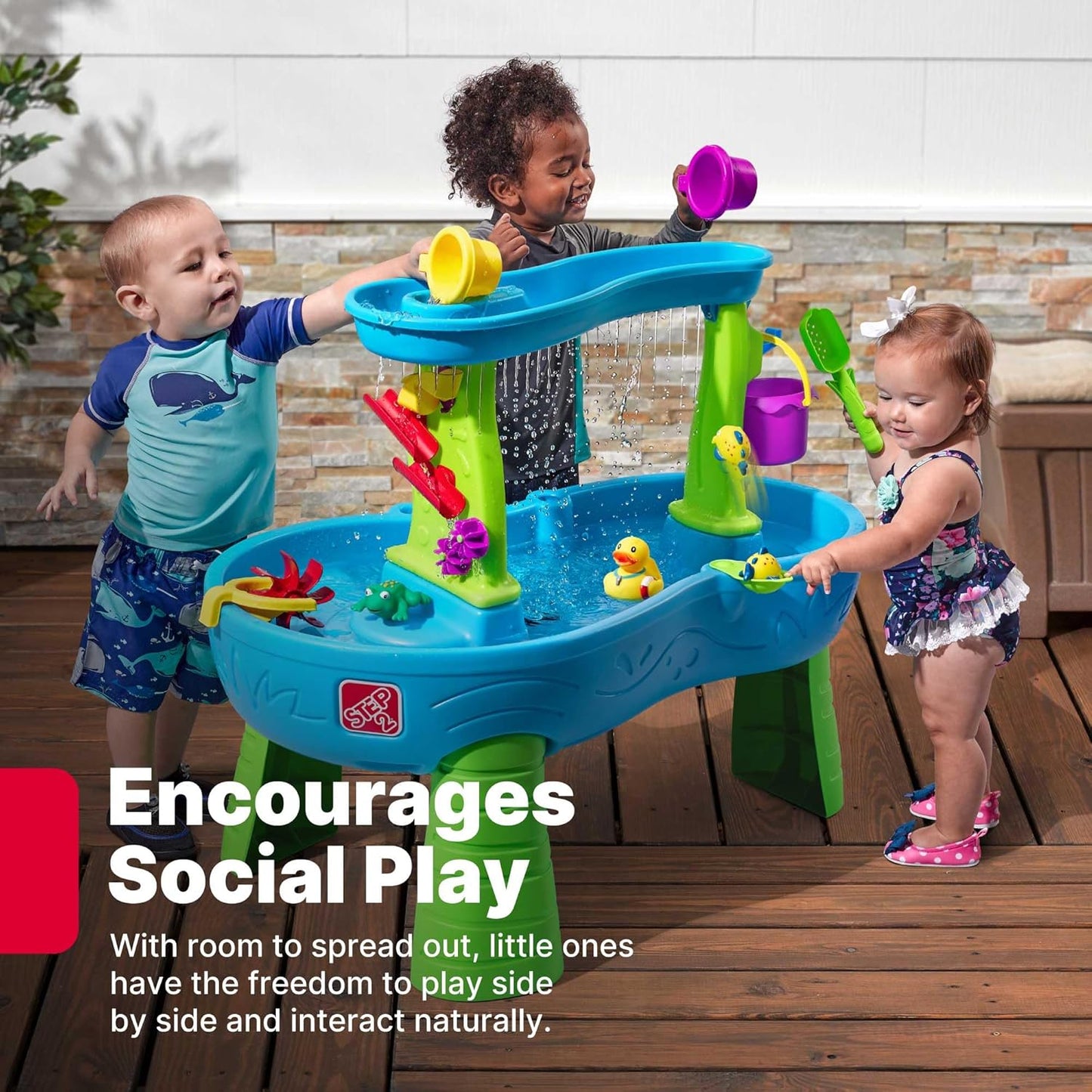Toddler Rain Shower Water Table – Backyard Sensory Splash Playset with Accessories