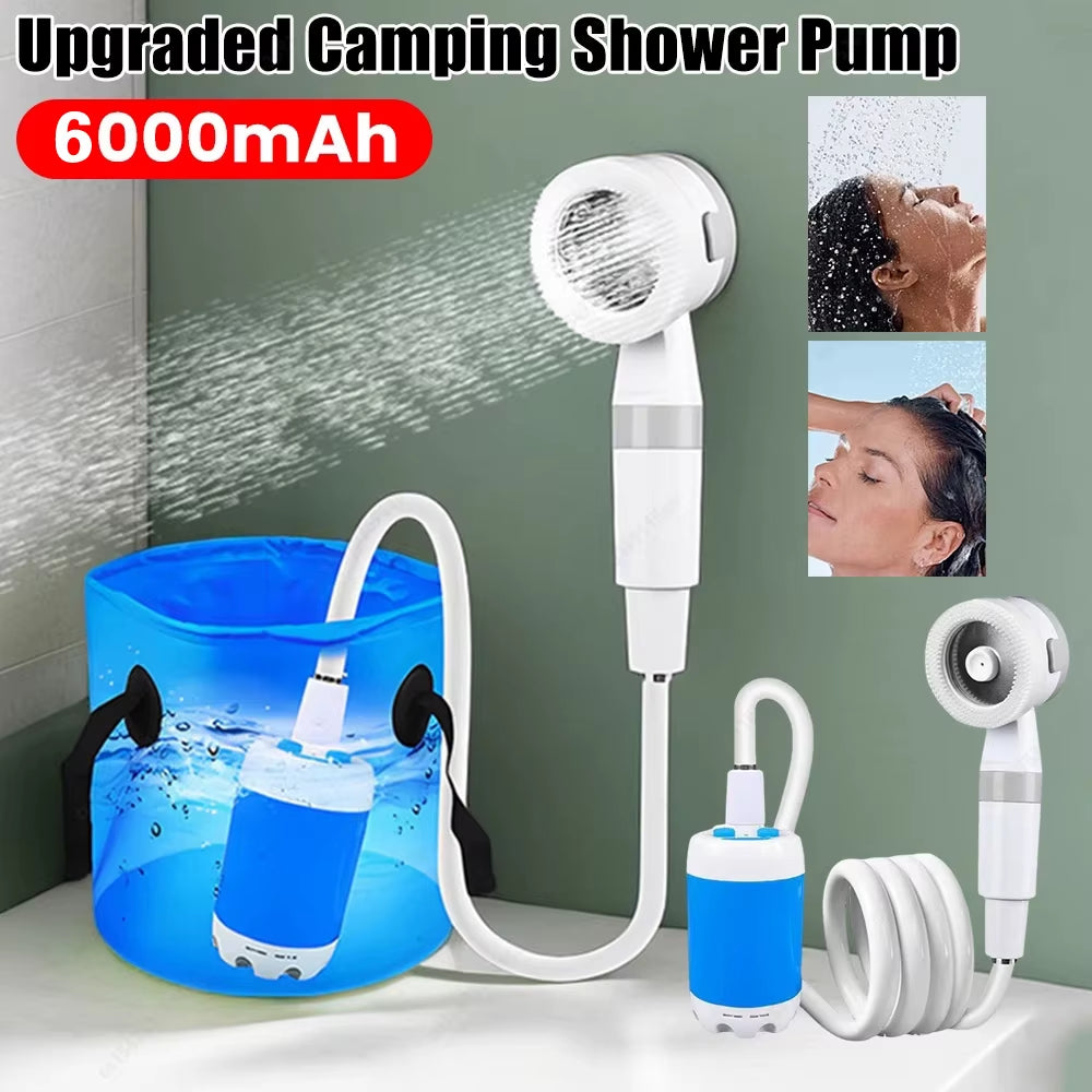 Upgraded Portable Camping Shower Pump with Digital Display - 4000mAh Rechargeable Electric Shower for Beach, Dormitory, and Outdoor Adventures