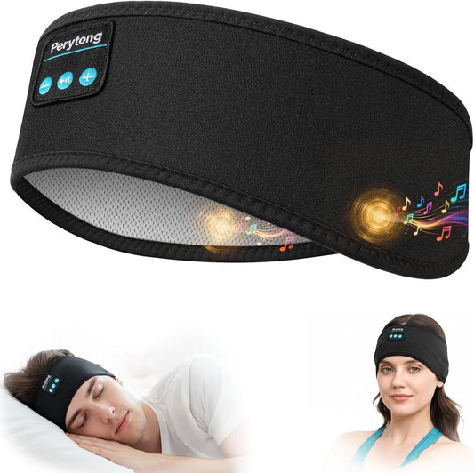Perytong Bluetooth Sleep Headband Headphones — Ultra-Thin HD Speakers, 10Hr Battery, Bluetooth 5.4, Workout & Sleep Headphones for Side Sleepers