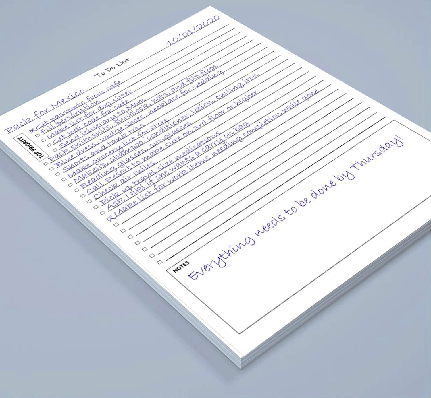 Daily To Do List Notepad — Priority Checklist Planner Pad, Task Organizer, 100 GSM, Multiple Sizes, Undated, Home & Office