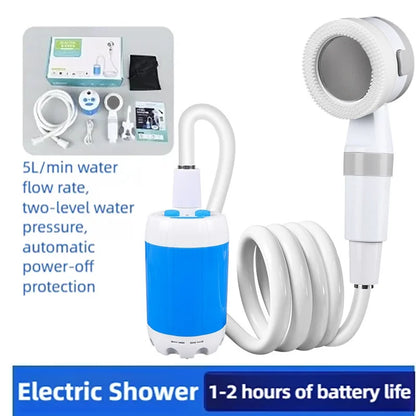 Upgraded Portable Camping Shower Pump with Digital Display - 4000mAh Rechargeable Electric Shower for Beach, Dormitory, and Outdoor Adventures