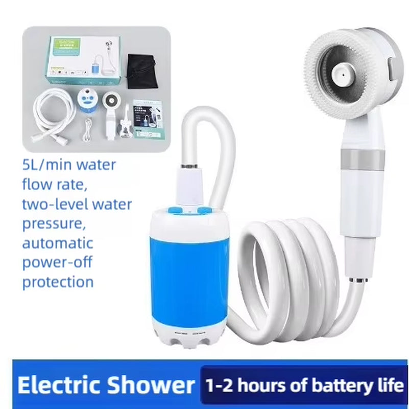 Upgraded Portable Camping Shower Pump with Digital Display - 4000mAh Rechargeable Electric Shower for Beach, Dormitory, and Outdoor Adventures