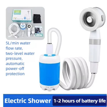 Upgraded Portable Camping Shower Pump with Digital Display - 4000mAh Rechargeable Electric Shower for Beach, Dormitory, and Outdoor Adventures