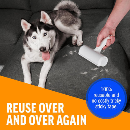 Ultimate Pet Hair Remover - Eco-Friendly Reusable Lint Roller for Furniture, Carpets, and Bedding - Perfect for Cat & Dog Owners (White)