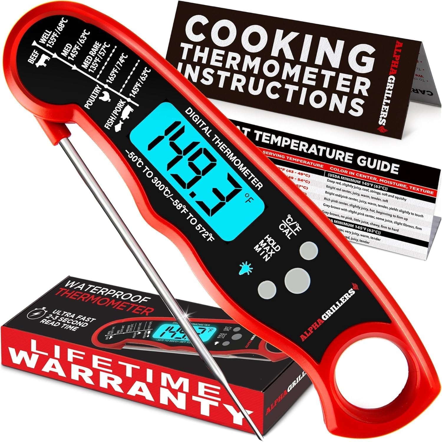 Instant Read Digital Meat Thermometer – Perfect Cooking & Grilling Tool for Professionals – Ideal Gift for Men, Dad, Husband, Boyfriend