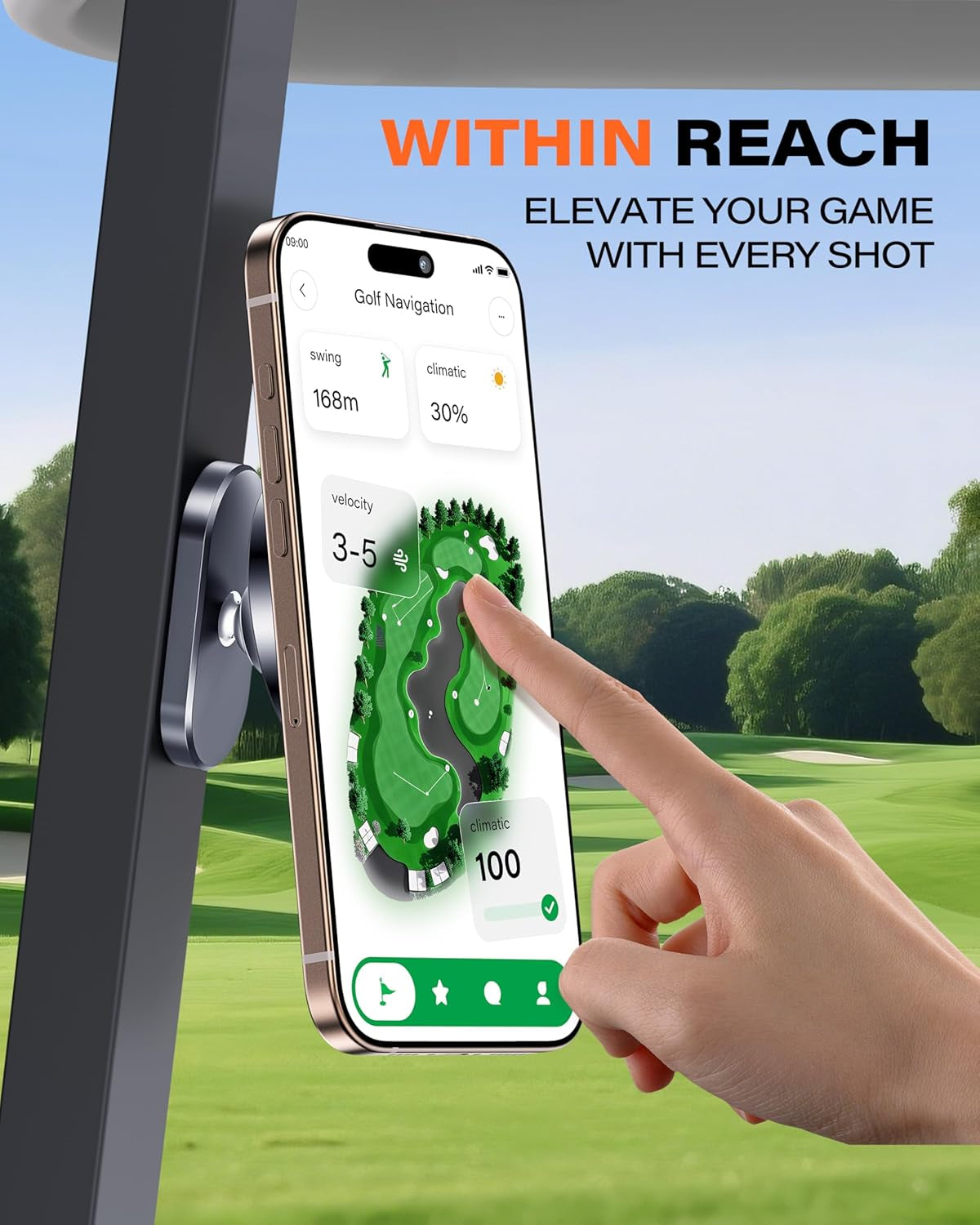 Alloy Magnetic Golf Cart Phone Holder for Magsafe Iphone, Unique Fathers Day Golf Gifts for Men Dad Him Husband Ladies Her Golfers, Golf Accessories Essentials Gadgets Fits EZGO, Club Car, Yamaha