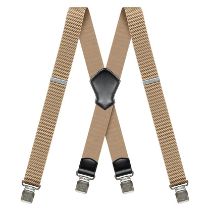 Heavy Duty 1.6 Inch Wide Black Suspenders for Men - Adjustable X Back Elastic Work Braces for Jeans and Dress Pants