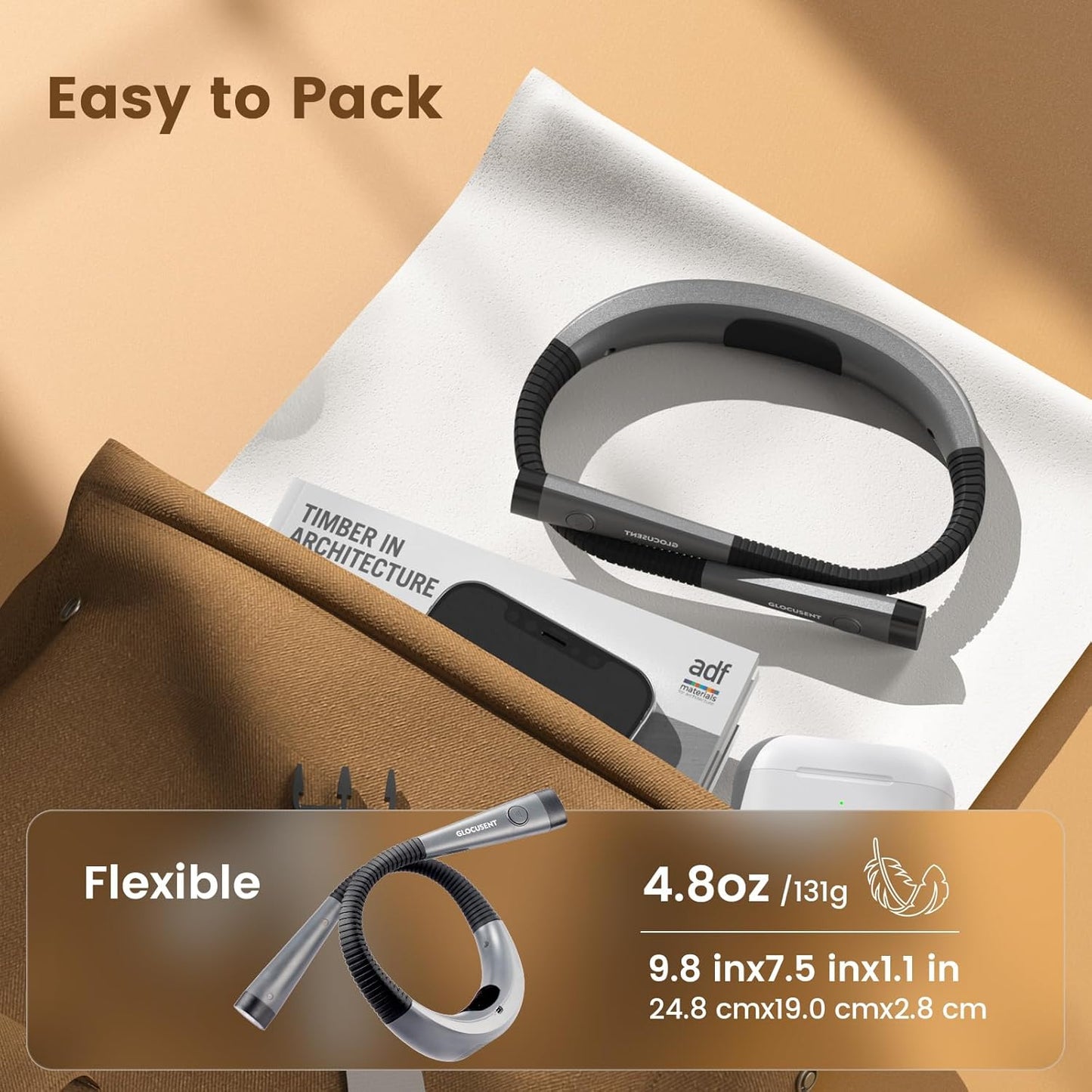 Illuminate Your Reading Experience with the Versatile 3-Color & 6-Brightness Rechargeable Neck Light - Perfect for Avid Readers, Knitters, and Campers!