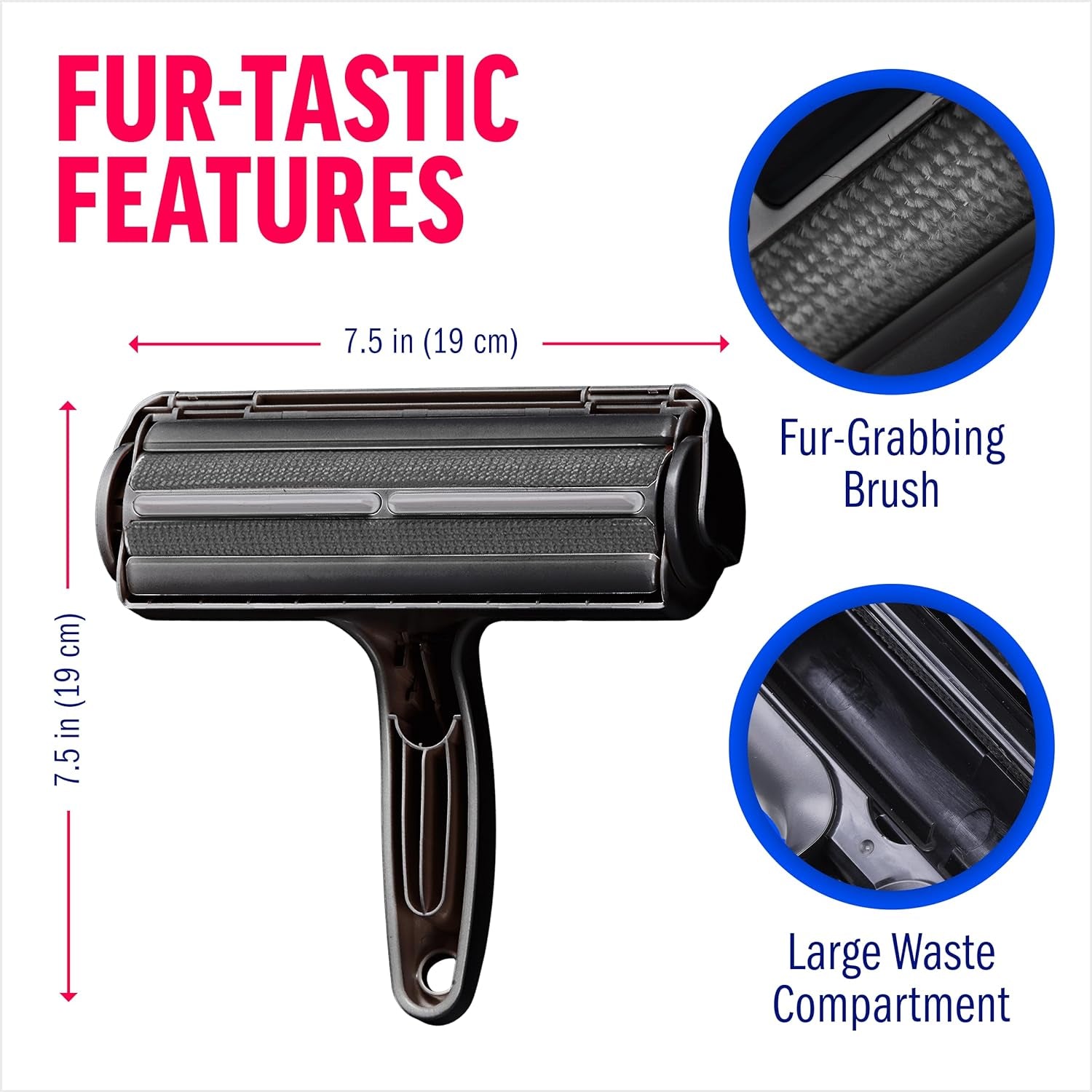 Ultimate Pet Hair Remover – Eco-Friendly Reusable Lint Roller for Effortless Cleaning on Furniture, Carpets, Car & More (Black)
