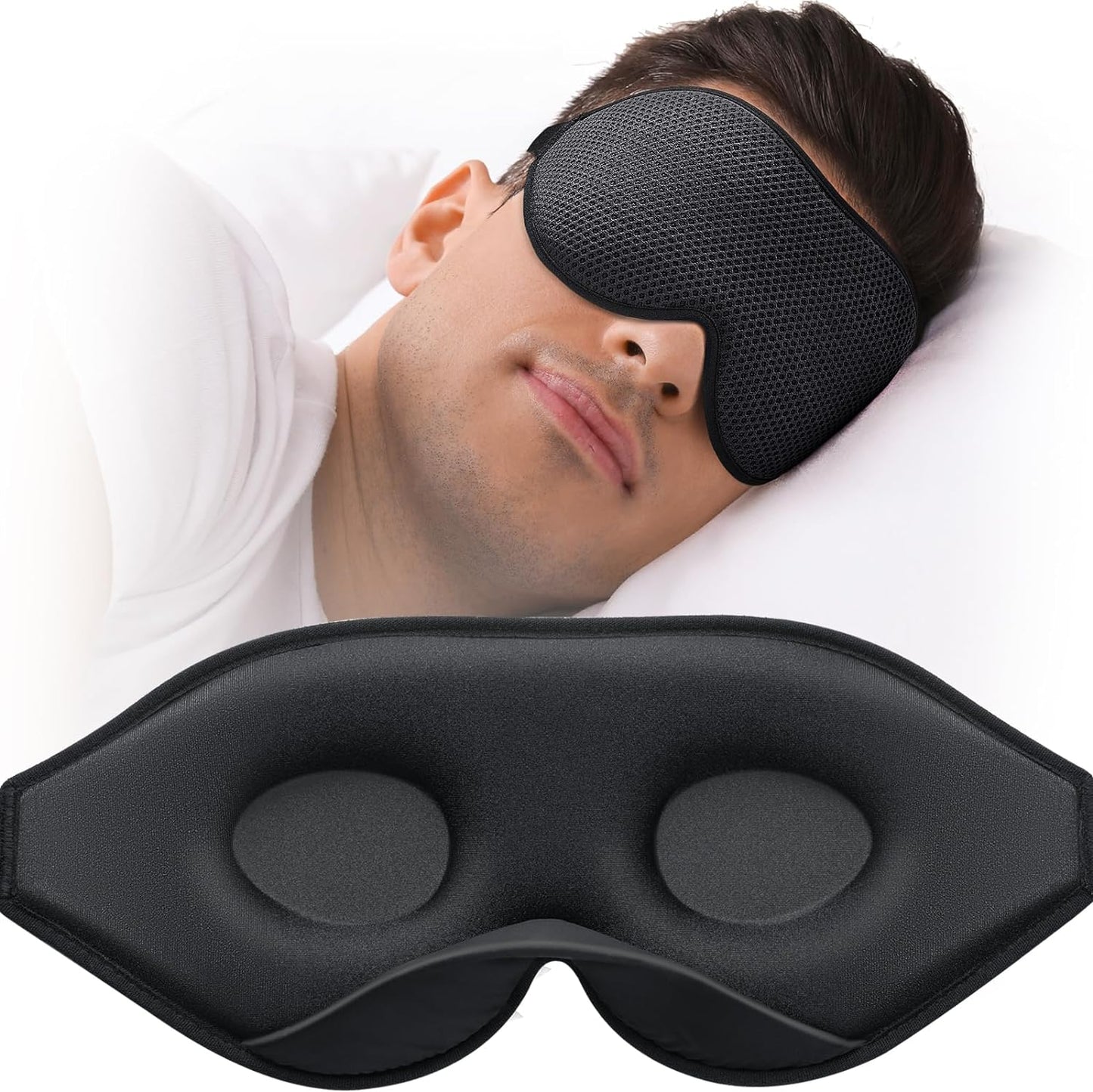 3D Blackout Sleep Mask – Soft Travel Eye Mask for Side Sleepers & Naps