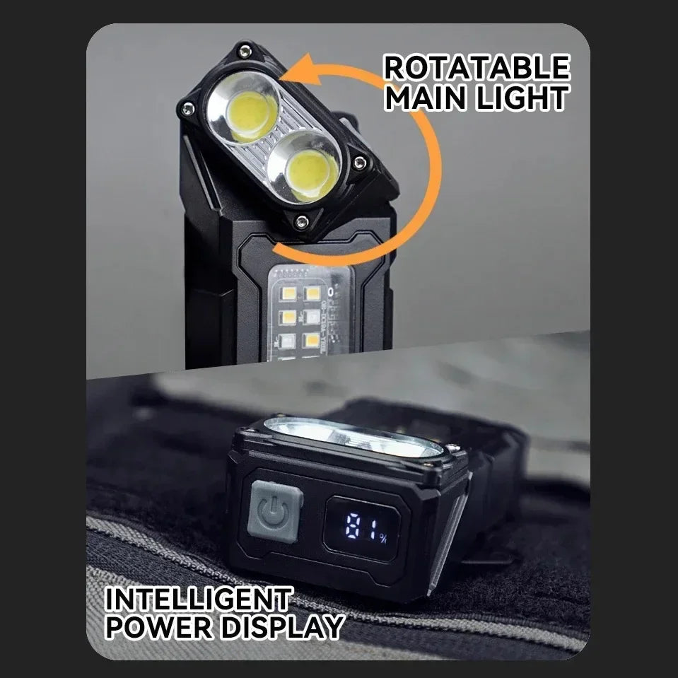 Versatile Adjustable Angle LED Flashlight - Portable USB Rechargeable Camping Light with Magnet for Outdoor Adventures