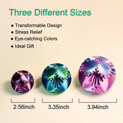 Transformable 3D Printed Gear Ball Fidget Toy - Stress Relief Desk Sphere for Kids and Adults, Perfect Easter & Birthday Gift!